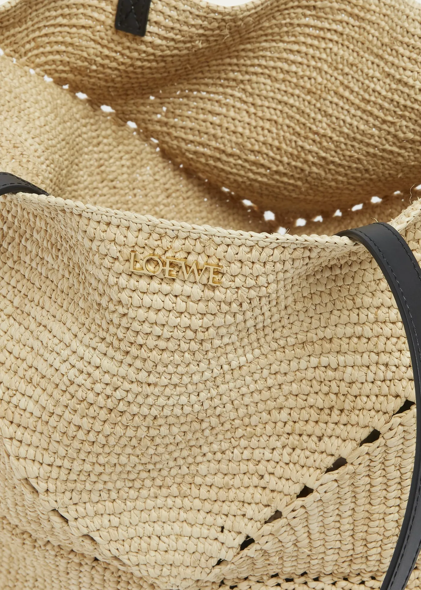 Loewex Paula's Ibiza Medium Puzzle Fold Tote Bag in Raffia with Leather Handles