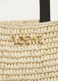 Loewex Paula's Ibiza Medium Puzzle Fold Tote Bag in Raffia with Leather Handles