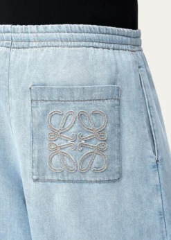 Loewex Paula's Ibiza Men's Denim Cropped Wide-Leg Drawstring Pants