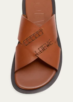 Loewex Paula's Ibiza Men's Flex Crisscross Leather Slide Sandals