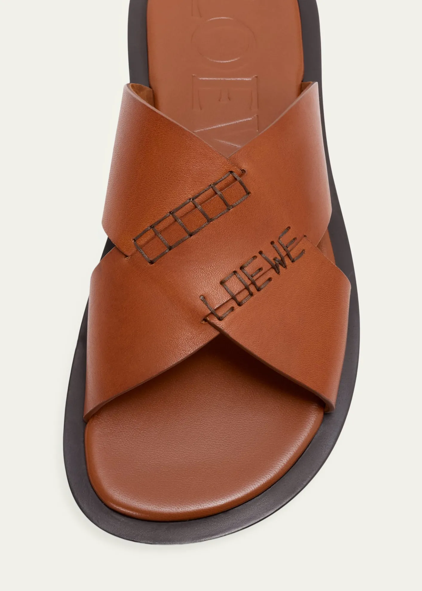 Loewex Paula's Ibiza Men's Flex Crisscross Leather Slide Sandals
