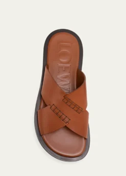 Loewex Paula's Ibiza Men's Flex Crisscross Leather Slide Sandals