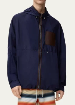 Loewex Paula's Ibiza Men's Hooded Leather-Trim Anorak Jacket