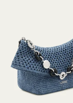 Loewex Paula's Ibiza Ola Medium Bag in Denim-Effect Raffia