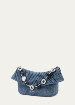 Loewex Paula's Ibiza Ola Medium Bag in Denim-Effect Raffia