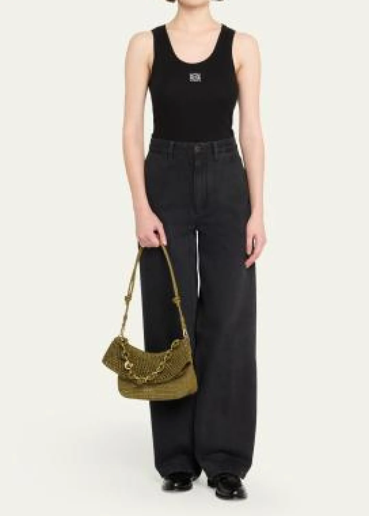 Loewex Paula's Ibiza Ola Small Shoulder Bag in Raffia and Leather