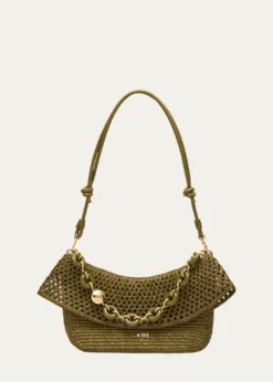 Loewex Paula's Ibiza Ola Small Shoulder Bag in Raffia and Leather