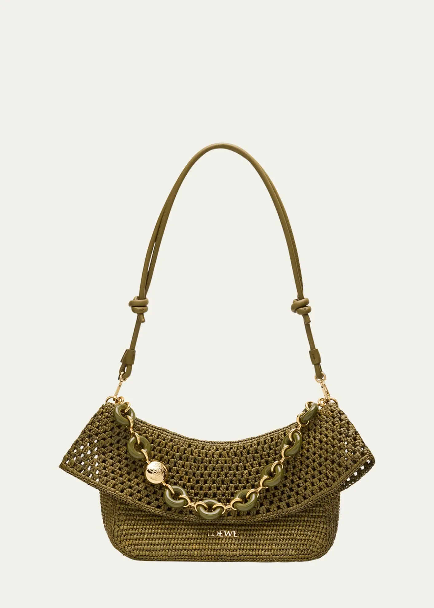 Loewex Paula's Ibiza Ola Small Shoulder Bag in Raffia and Leather