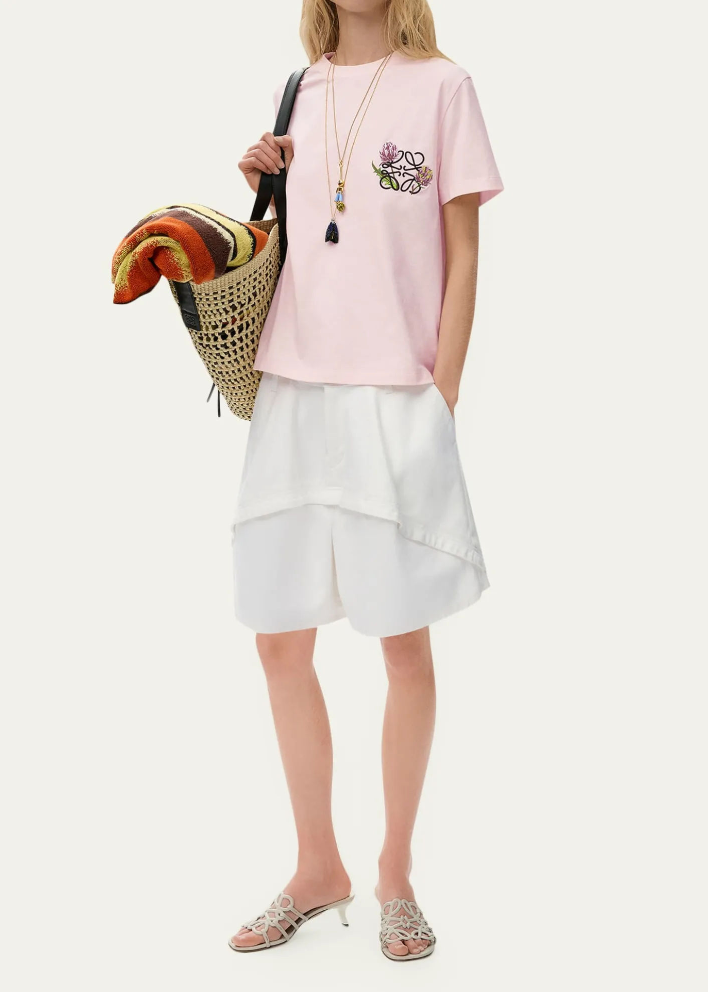 Loewex Paula's Ibiza Panelled Cotton Denim Shorts