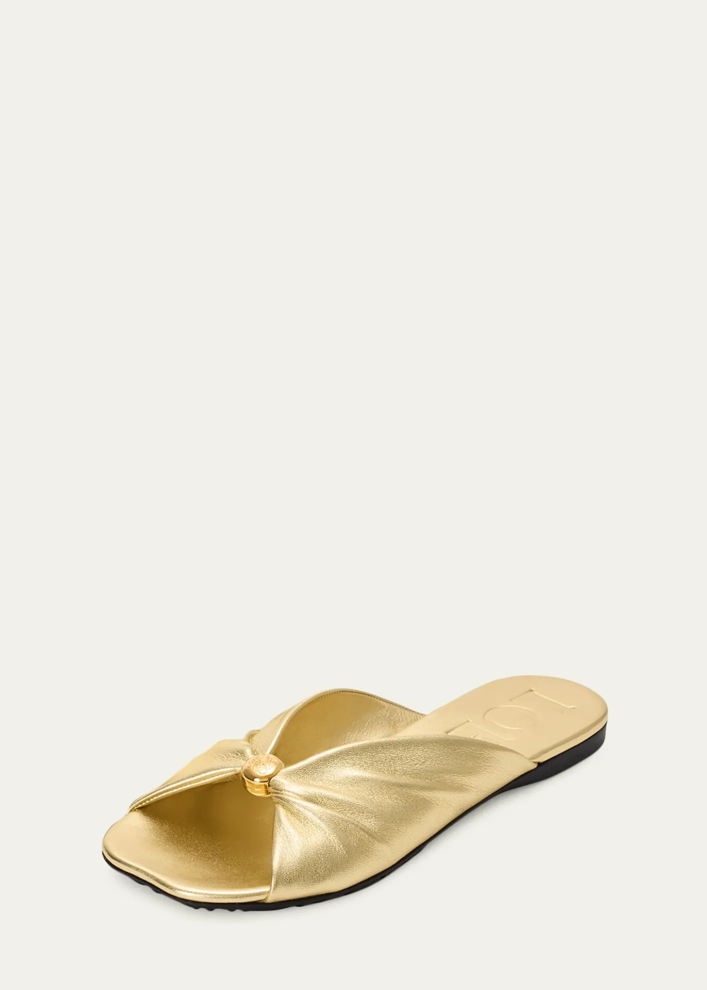 Loewex Paula's Ibiza Pebble Soft Metallic Leather Slide Sandals