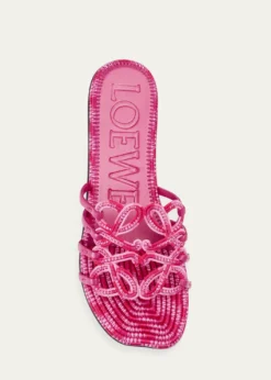 Loewex Paula's Ibiza Petal Anagram Crochet Flat Slide Sandals