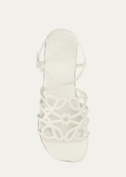 Loewex Paula's Ibiza Petal Anagram Leather Ankle-Strap Sandals