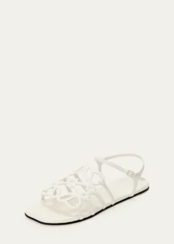 Loewex Paula's Ibiza Petal Anagram Leather Ankle-Strap Sandals