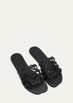Loewex Paula's Ibiza Petal Leather Anagram Slide Sandals