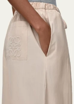 Loewex Paula's Ibiza Pleated Wide-Leg Crop Drawstring Pants
