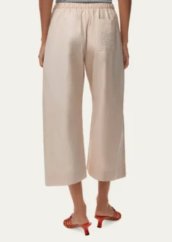 Loewex Paula's Ibiza Pleated Wide-Leg Crop Drawstring Pants