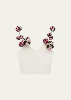 Loewex Paula's Ibiza Pom-Pom Knit Crop Top