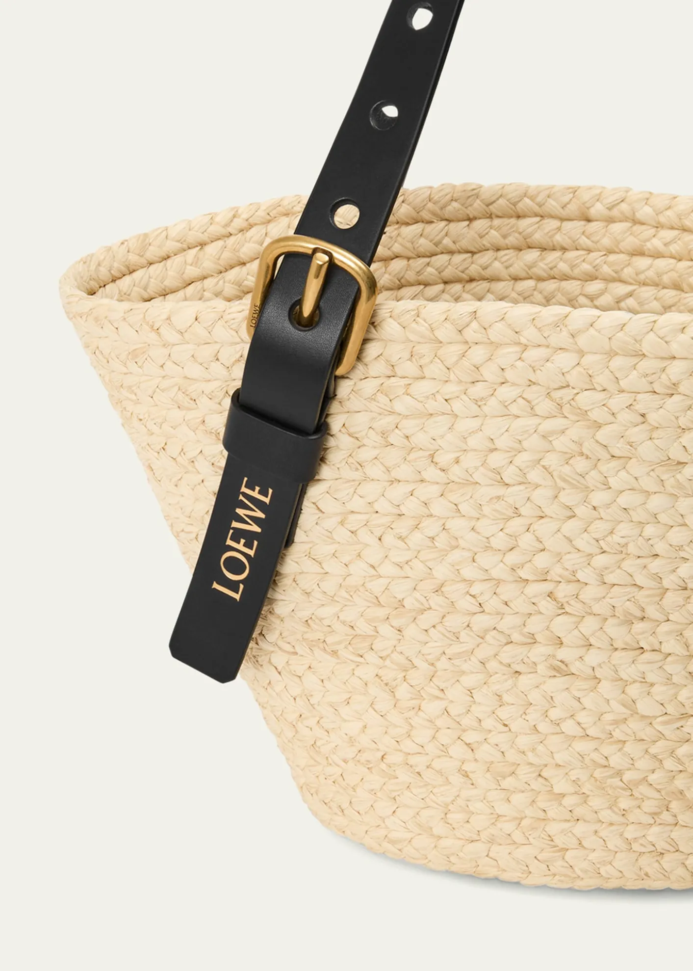 Loewex Paula's Ibiza Punch Hole Small Basket Shoulder Bag in Raffia