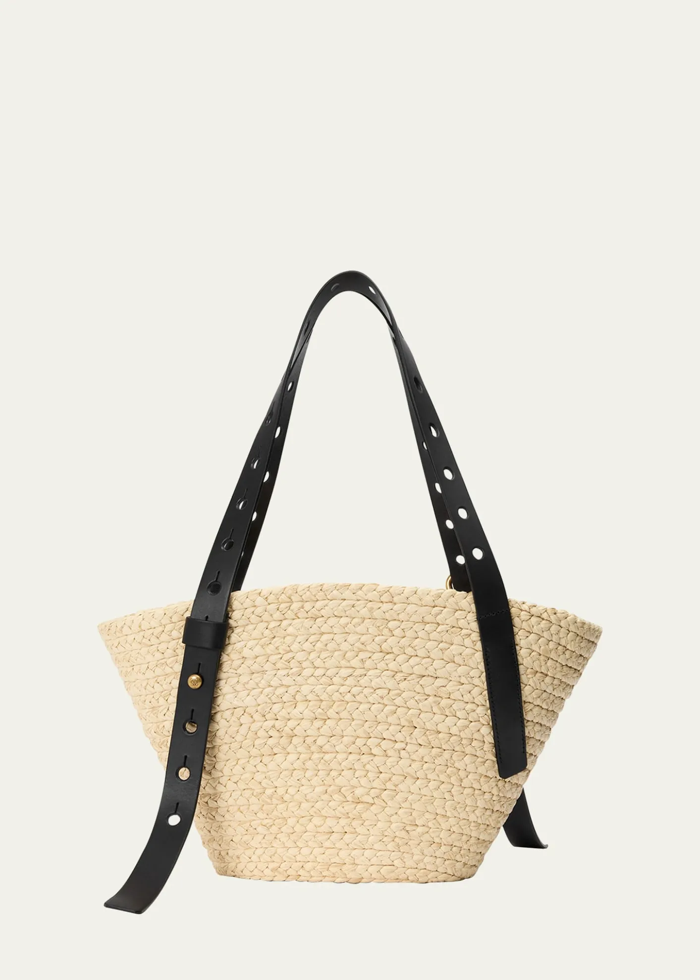 Loewex Paula's Ibiza Punch Hole Small Basket Shoulder Bag in Raffia