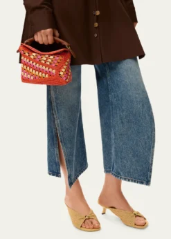 Loewex Paula's Ibiza Puzzle Crochet Raffia Top-Handle Bag