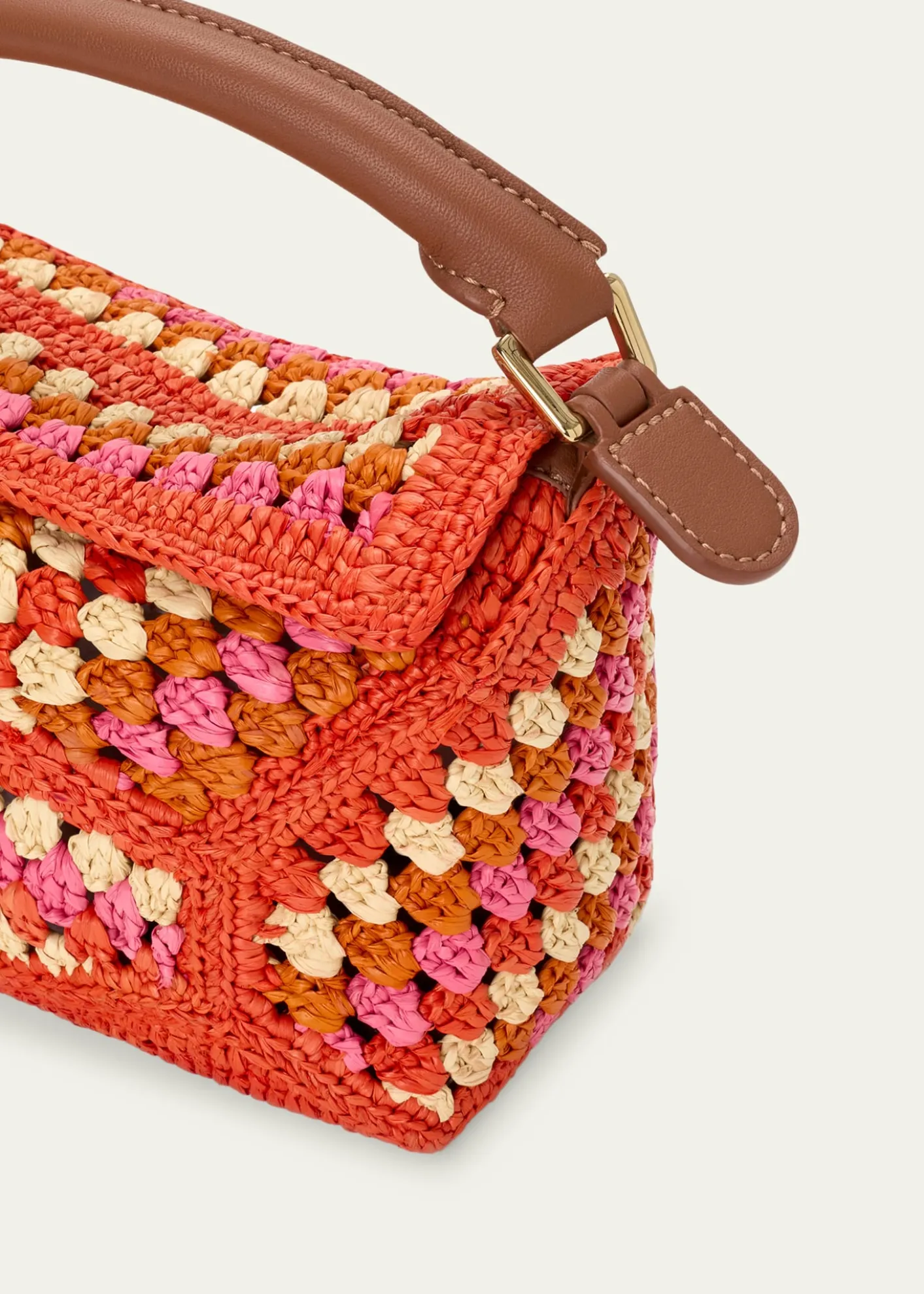 Loewex Paula's Ibiza Puzzle Crochet Raffia Top-Handle Bag