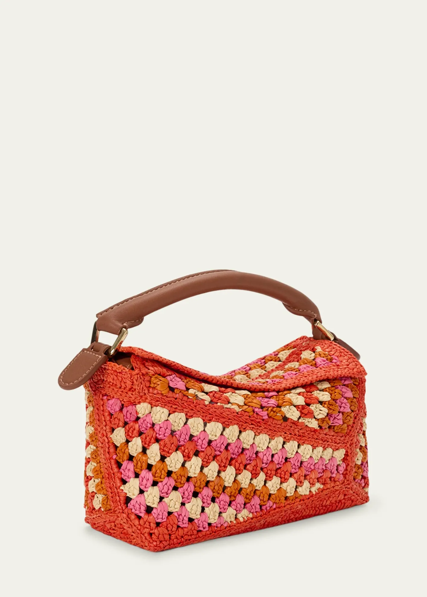 Loewex Paula's Ibiza Puzzle Crochet Raffia Top-Handle Bag