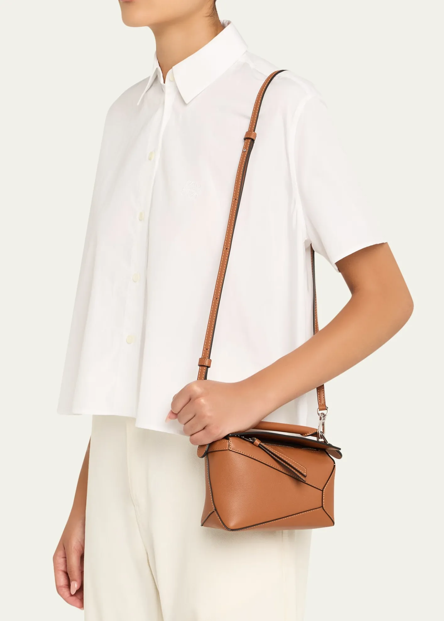 Loewex Paula's Ibiza Puzzle Edge Mini Top-Handle Bag in Leather