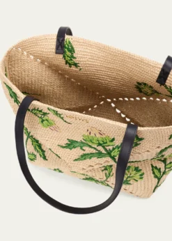 Loewex Paula's Ibiza Puzzle Embroidered Raffia Tote Bag