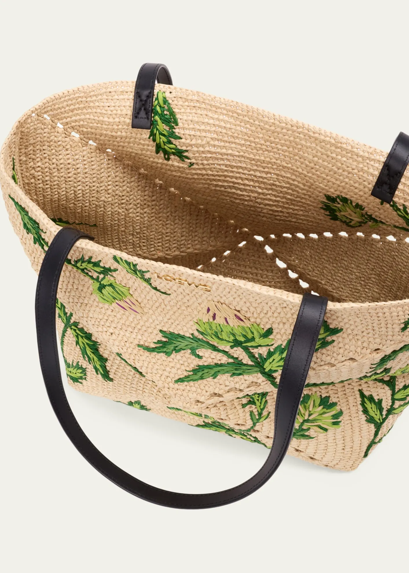 Loewex Paula's Ibiza Puzzle Embroidered Raffia Tote Bag