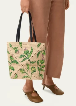 Loewex Paula's Ibiza Puzzle Embroidered Raffia Tote Bag