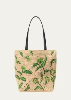 Loewex Paula's Ibiza Puzzle Embroidered Raffia Tote Bag