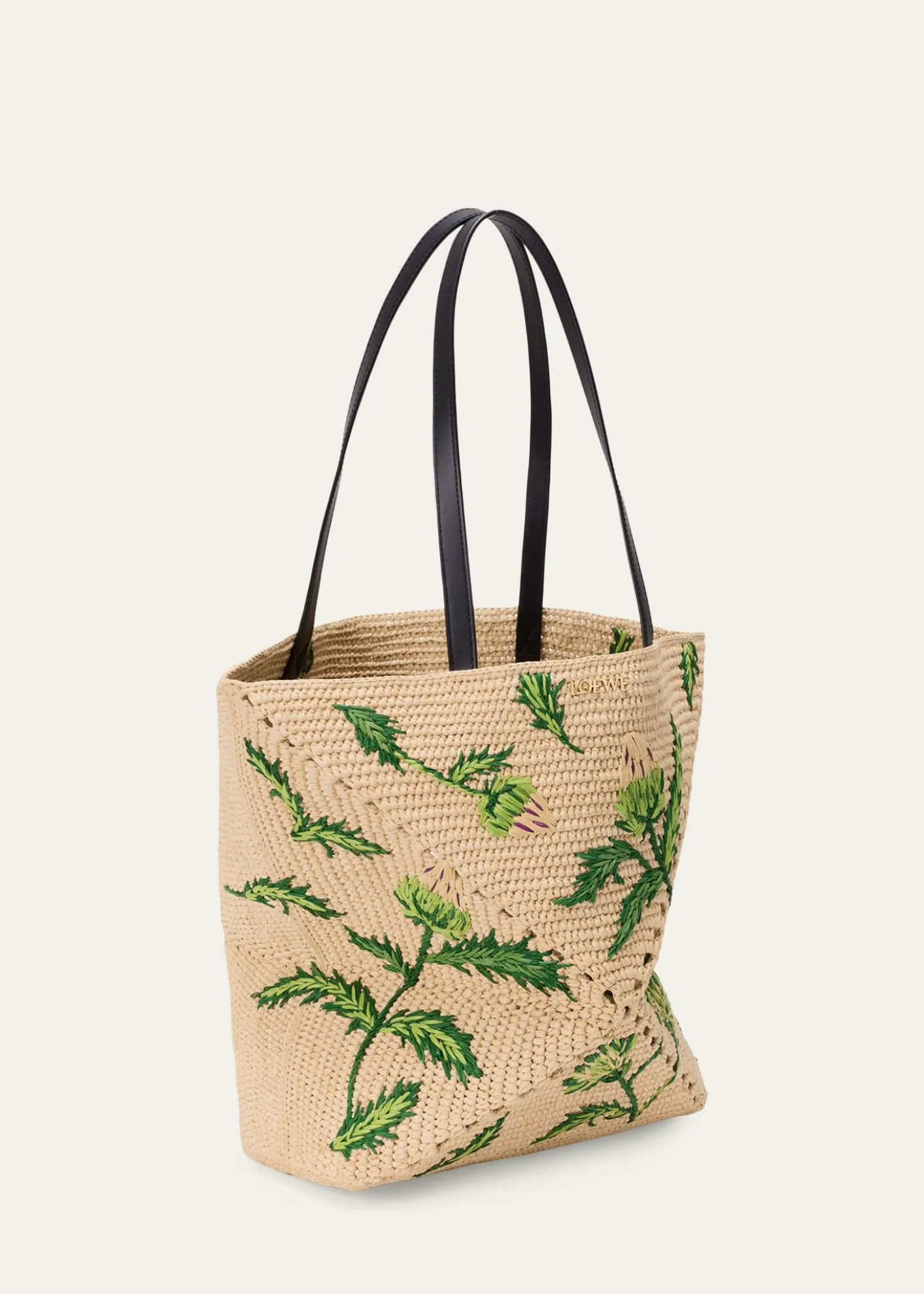 Loewex Paula's Ibiza Puzzle Embroidered Raffia Tote Bag