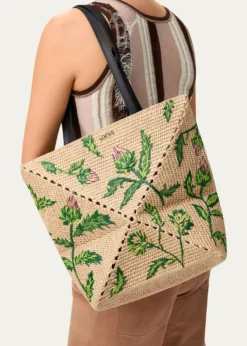 Loewex Paula's Ibiza Puzzle Embroidered Raffia Tote Bag
