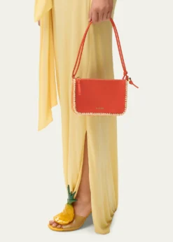 Loewex Paula's Ibiza Rio Leather & Striped Raffia Shoulder Bag