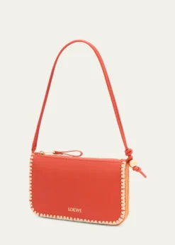 Loewex Paula's Ibiza Rio Leather & Striped Raffia Shoulder Bag