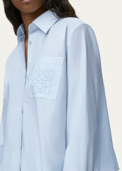 Loewex Paula's Ibiza Ruffle-Back Cotton-Blend Button-Down Shirt