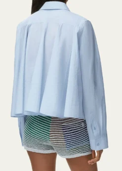 Loewex Paula's Ibiza Ruffle-Back Cotton-Blend Button-Down Shirt