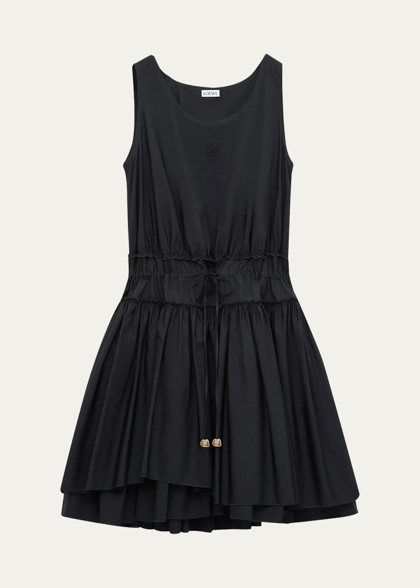 Loewex Paula's Ibiza Ruffle Cotton-Rib Mini Tank Dress
