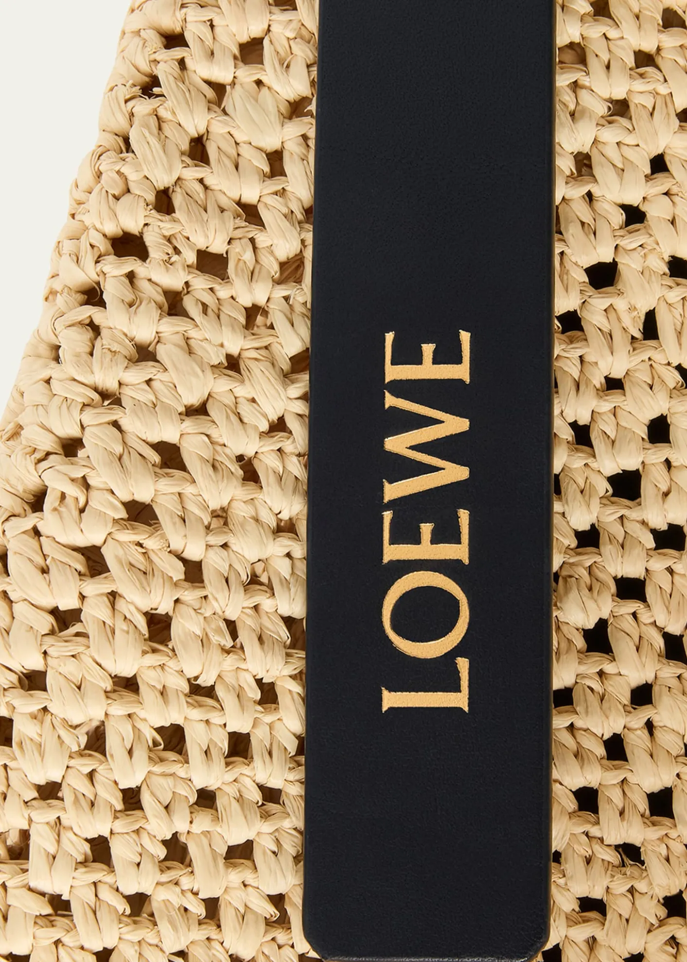 Loewex Paula's Ibiza Small Punch Hole Hobo Bag in Raffia and Leather