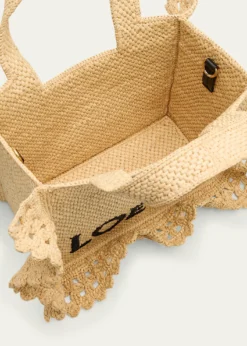 Loewex Paula's Ibiza Small Ruffled Tote Bag in Raffia
