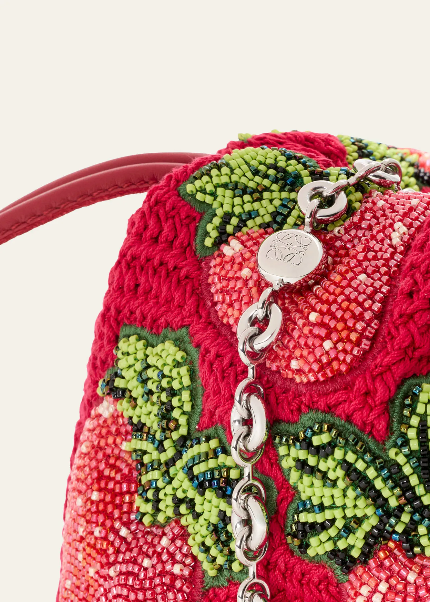Loewex Paula's Ibiza Strawberry-Beaded Crochet Clutch Bag