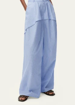 Loewex Paula's Ibiza Striped Cotton Yoked Wide-Leg Trousers