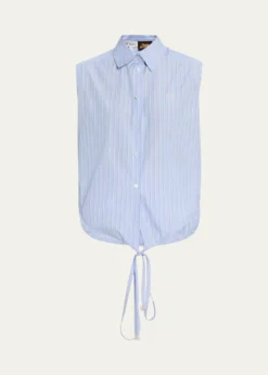 Loewex Paula's Ibiza Striped Cotton-Blend Sleeveless Top