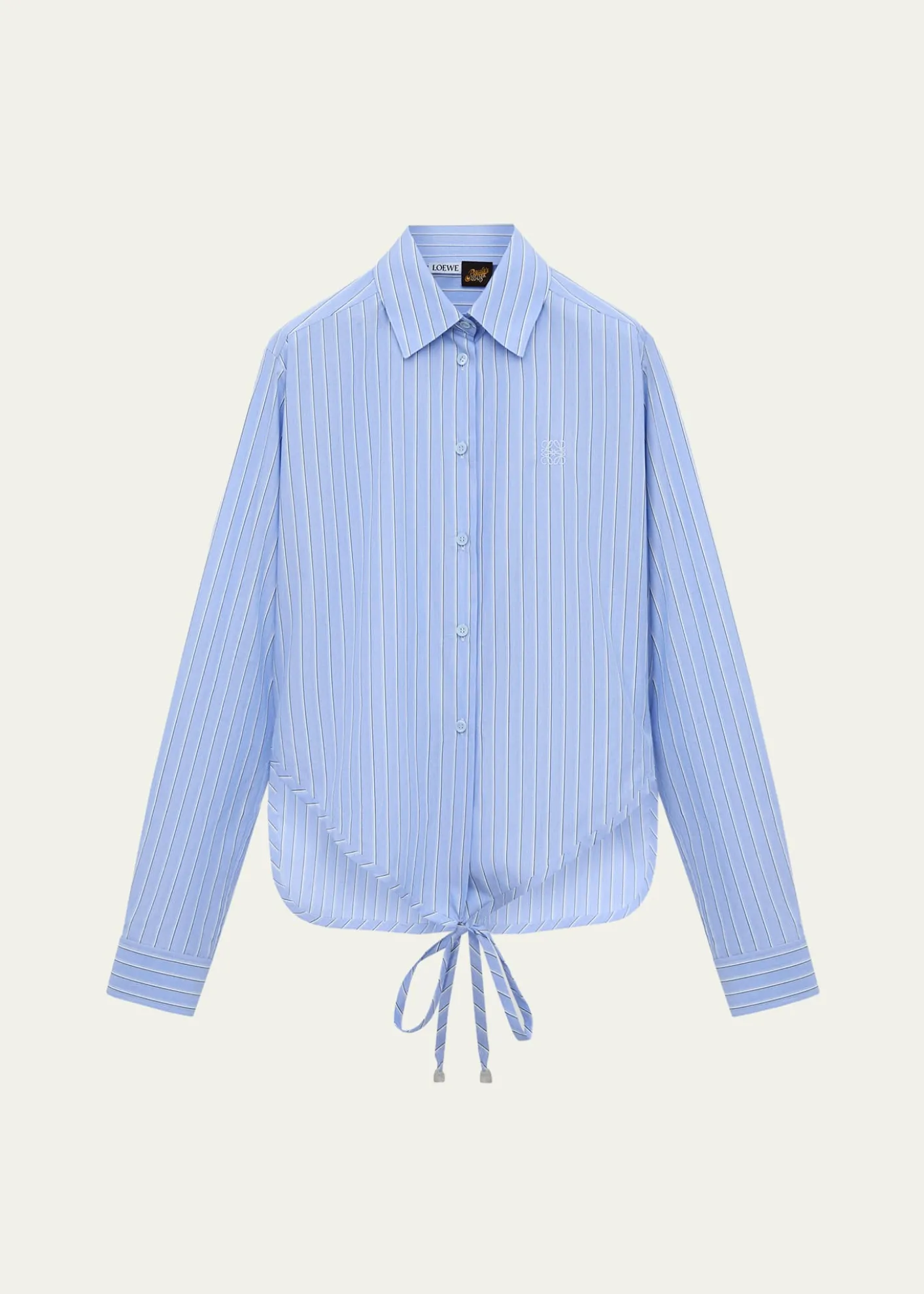 Loewex Paula's Ibiza Striped Cotton Button-Down Wrap Shirt
