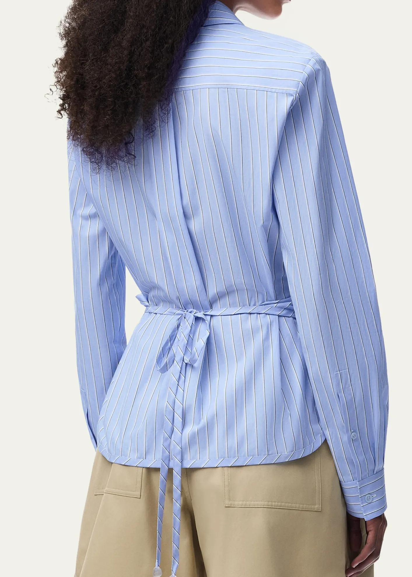 Loewex Paula's Ibiza Striped Cotton Button-Down Wrap Shirt