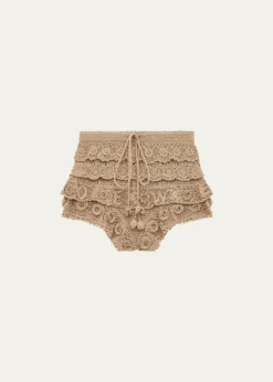 Loewex Paula's Ibiza Tiered Ruffle Crochet Pull-On Shorts