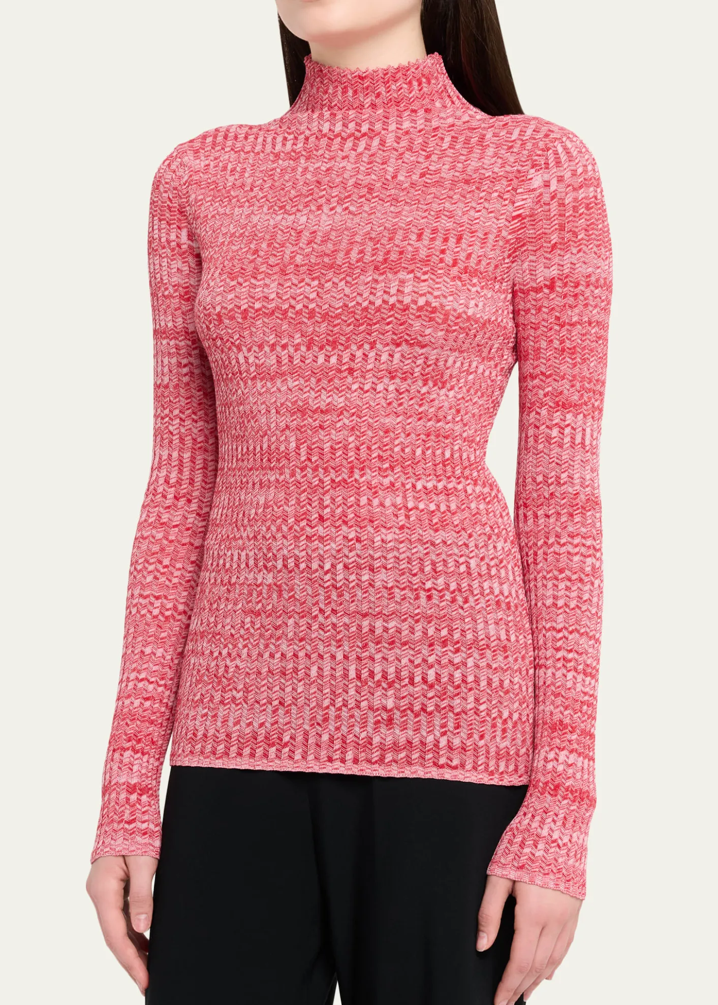 6397Long-Sleeve Knit Mock-Neck Top