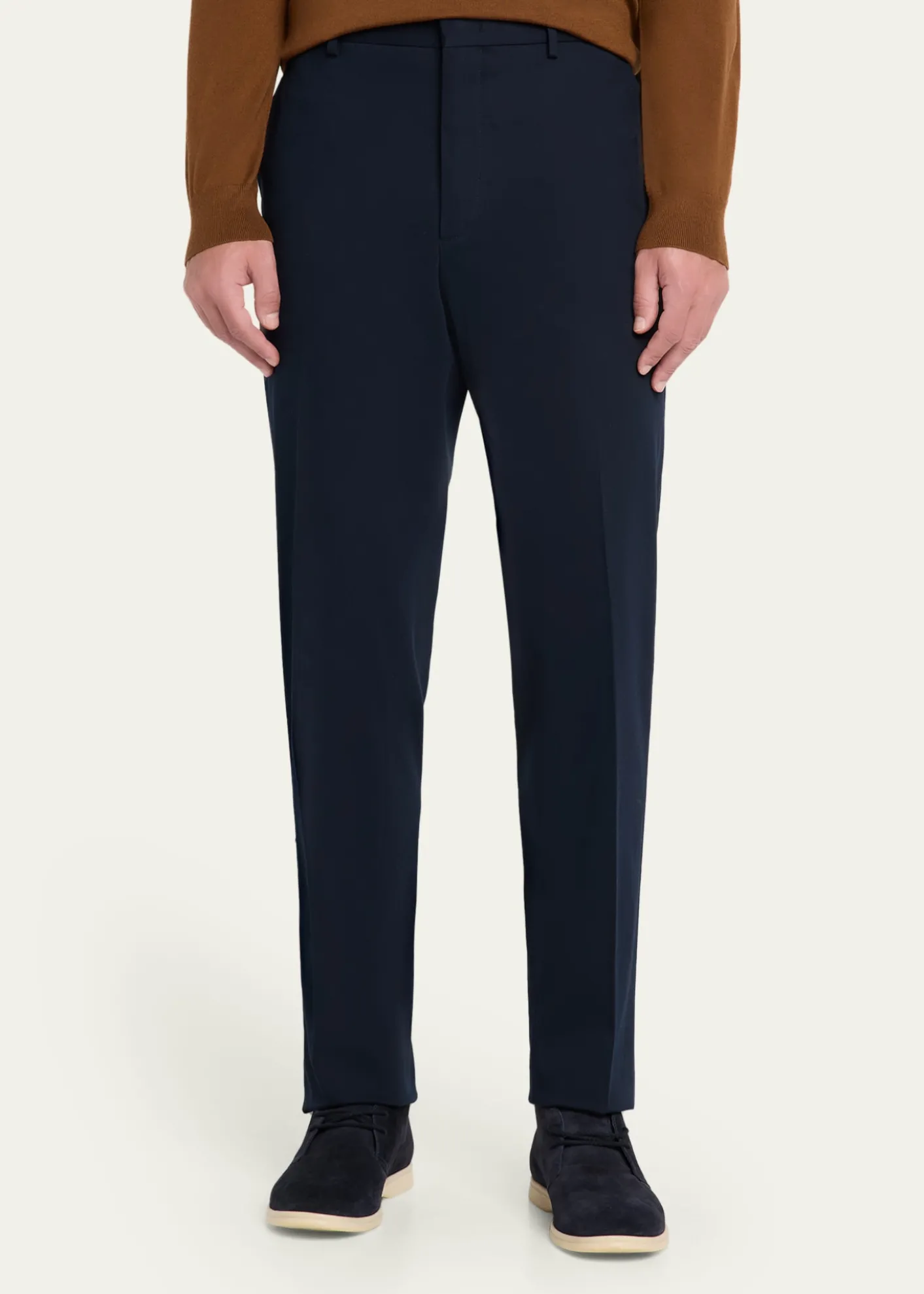 Loro PianaMen's Jarno Cotton Straight Fit Flat-Front Pants