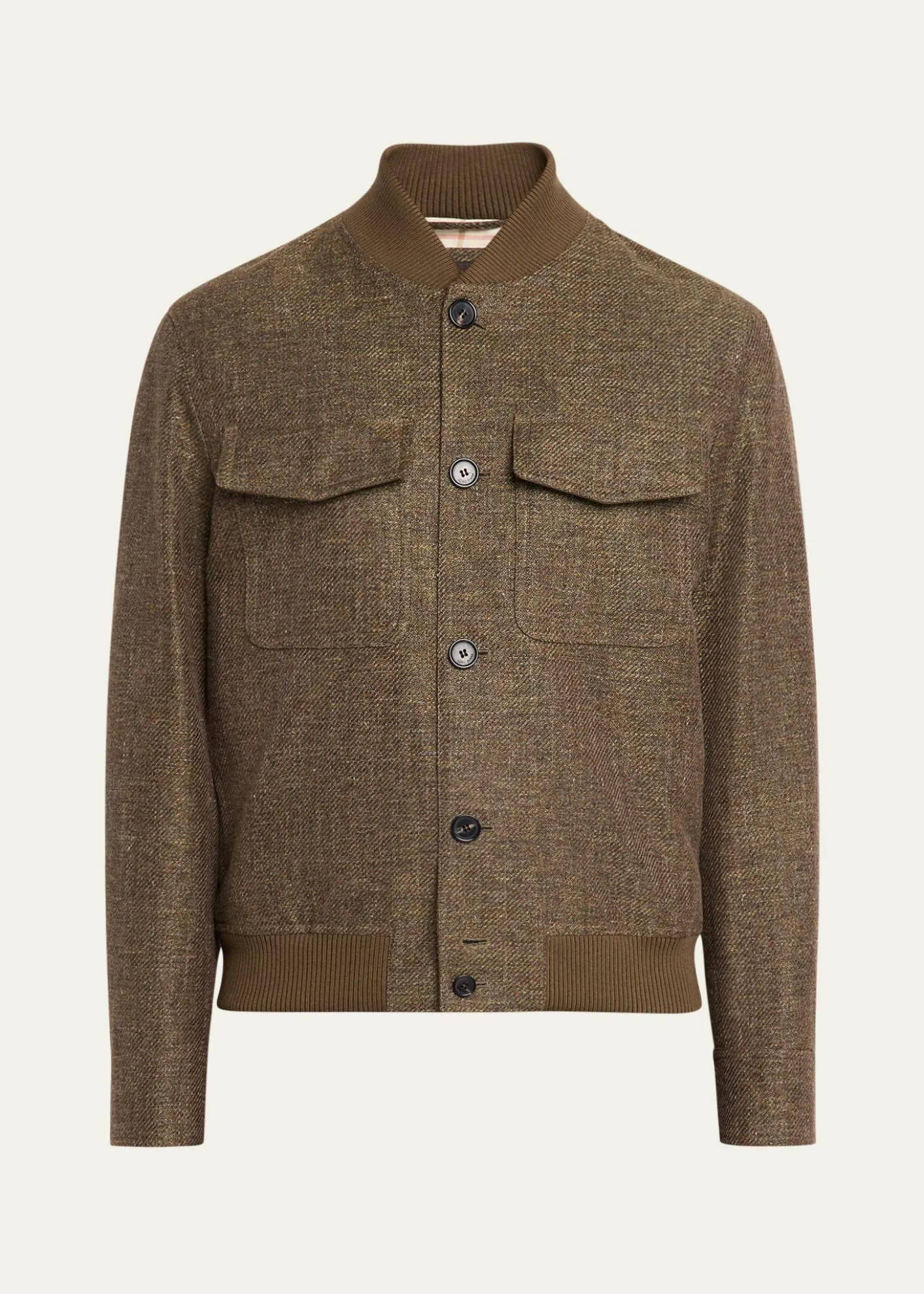 Loro PianaMen's Kiku Linen and Cotton Water-Resistant Bomber Jacket
