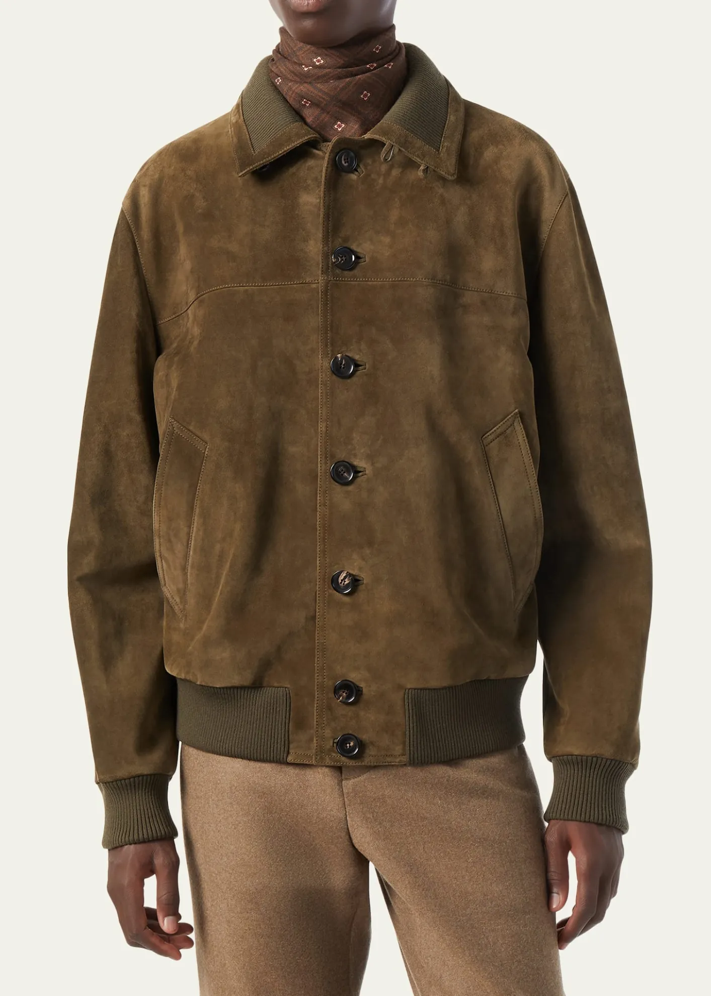 Loro PianaMen's Maremma Suede Bomber Jacket